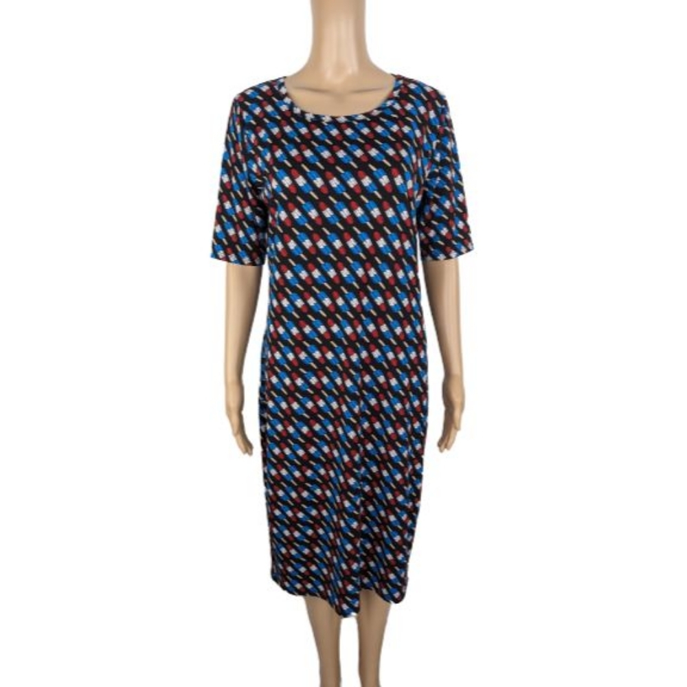 LuLaRoe Patriotic Popsicle Print Julia Dress L